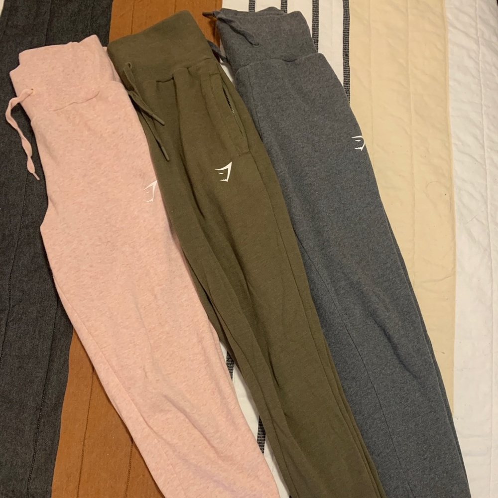 Set of three Gymshark high-waisted joggers